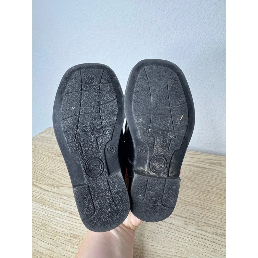Wonder Nation Boys‎ Black Dress Shoes Hook Loop Strap Square Toe Loafers Size 8